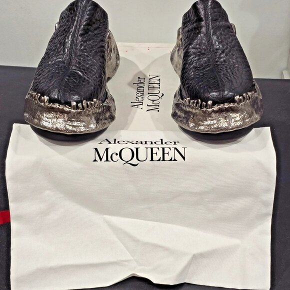$5900 Alexander Mcqueen 807877WIAAO Men\'s Black Dumbo Grain Slipper-US 11 EU 44 main image 7